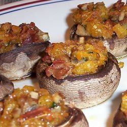 Bacon and Cheddar Stuffed Mushrooms recipe