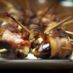 Bacon Wrapped Dates Stuffed with Blue Cheese recipe