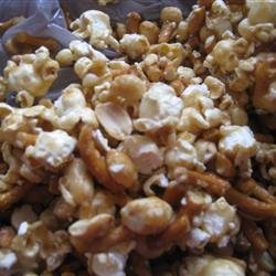 Caramel Pretzel Nut Popcorn recipe