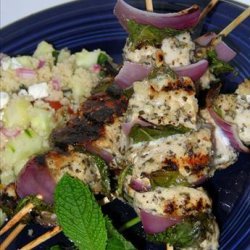 Grilled Chicken, Red Onion, and Mint Kebabs recipe