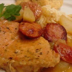 Smothered Pork Chops and Sausage recipe