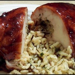 Black Raspberry Glazed Chicken With Wild Rice Stuffing recipe