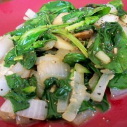 Onion, Mushroom and Spinach Saute (For Two) recipe
