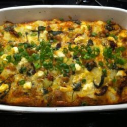 Potato Strata With Spinach, Sausage and Goat Cheese recipe