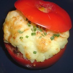 Baked Stuffed Tomatoes Topped With Mashed Potato recipe