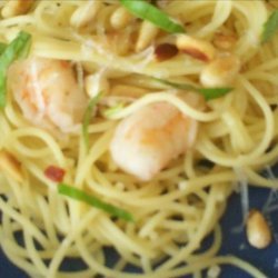 Angel Hair with Shrimp, Basil, and Toasted Pine Nuts recipe