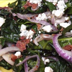 Sauteed Spinach With Red Onion, Bacon & Blue Cheese recipe