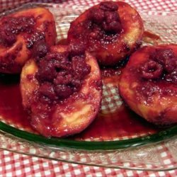 Grilled Peaches with Raspberries recipe
