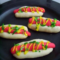 Hot Dog Cookies with Relish and Mustard recipe