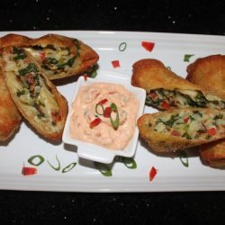 Potato, Spinach and Goat Cheese Eggrolls With Sundried Tomato recipe