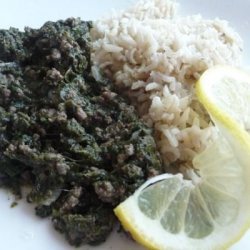 Lina's Awesome Lebanese Spinach, Beef & Rice! recipe
