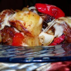 Roasted Italian Sausage and Potatoes With Mushrooms and Peppers recipe