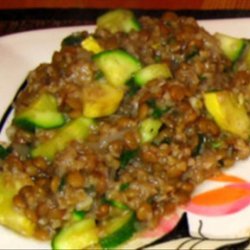 Lentil and Bulgur Pilaf With Green and Yellow Squash recipe