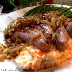 Bangers and Mash With Golden Onions recipe