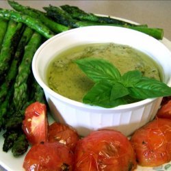 Grilled Tomatoes and Asparagus With Pesto Garnish recipe