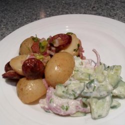 Creamy Cucumber & Sweet Onion Salad W/Dill Horseradish Dress recipe