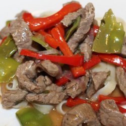 Garlicky Beef With Peppers recipe