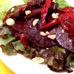 Balsamic Baked Beets with Red Onions & Hazelnuts recipe