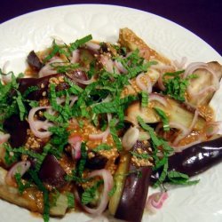 Warm Eggplant Salad With Sesame and Shallots recipe
