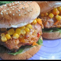 Cheesy Chicken Burger W/ Corn & Carrot Relish recipe