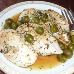 Roast Lemon-Garlic Chicken With Green Olives recipe