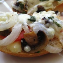 Tomatoes Mushrooms and Mozzarella Baguette Pizza recipe