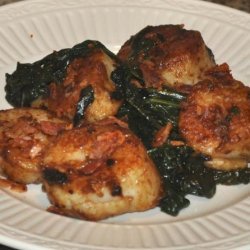 Pan-Seared Scallops With Spinach recipe