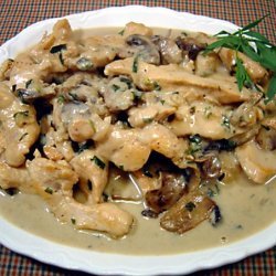 Creamy Tarragon Chicken with Mushrooms and Chevre recipe