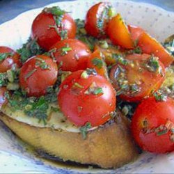 Cherry Tomatoes on Provolone Garlic Bread recipe