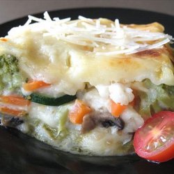 Vegetable Lasagna W/ Fontina Cheese & Creamy Parmesan Sauce recipe