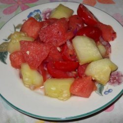 Watermelon, Cherry Tomato, Red Onion and Cucumber Salad recipe