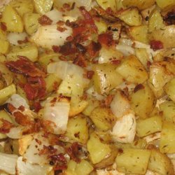 Yukon Gold Roasted Potatoes With Bacon, Onion and Garlic recipe