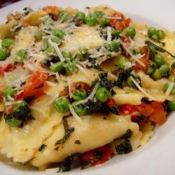 Ravioli With Peas, Tomatoes And Sage Butter Sauce recipe