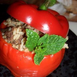 Moroccan Spiced Lamb Stuffed Bell Peppers recipe
