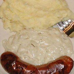 Bangers and Mash with Creamed Onion Sauce recipe