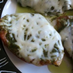 Nif's Grilled Tomatoes With Pesto and Cheese recipe