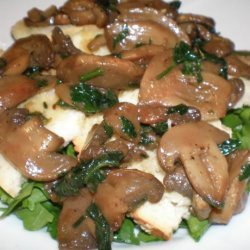 Grilled Bread with Roasted Garlic & Mushroom Salad recipe