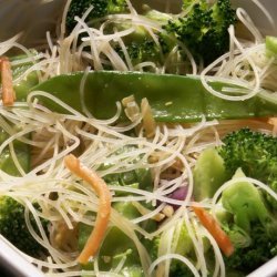 Rice Noodles with Ginger and Snow Peas recipe
