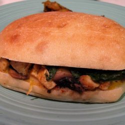 Warm Chicken Sandwiches W/ Mushrooms, Spinach, and Cheese recipe