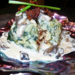 Mediterranean Stuffed Potato Dumplings With Mushroom Cream Sauce recipe