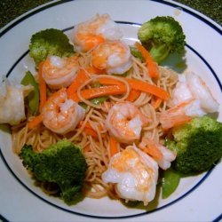 Orange-Sesame Noodles With Grilled Shrimp recipe