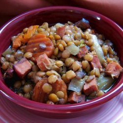 Crock Pot Lentils With Ham and Rosemary recipe