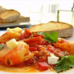 Shrimp Sahanaki with Greek Cheeses and Tomatoes recipe