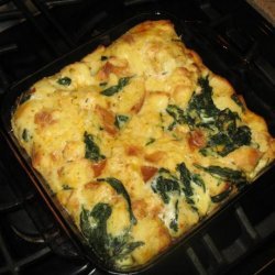 Spinach and Jack Cheese Bread Pudding recipe