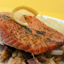 Slow-Roasted Salmon With Cabbage, Bacon & Dill recipe