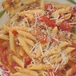 Pink Sauce With Sausage and Pine Nuts over Penne recipe