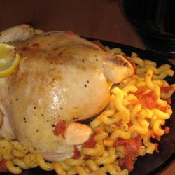 Roast Chicken With Ginger, Macaroni and Caramelized Tomatoes recipe