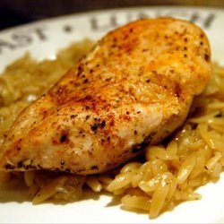 Baked Chicken and Garlic Orzo recipe