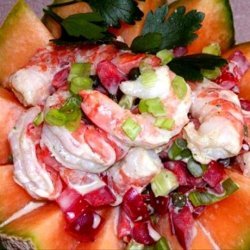 Shrimp Summer Salad in  Cantaloupe Bowls recipe
