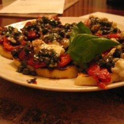 Grilled Peppers With  Mozzarella & Caper-Basil Vinaigrette recipe